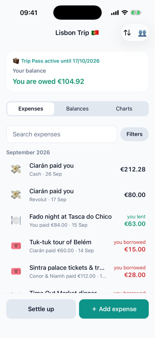 Group expenses list